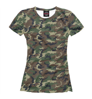 Женская футболка Камуфляж Нато (woodland)