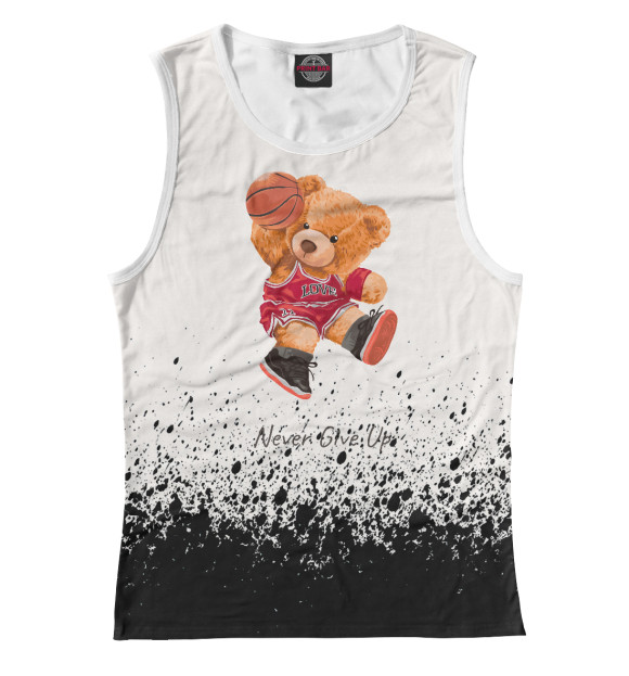 Женская майка с изображением Cute bear toy in basketball цвета Белый