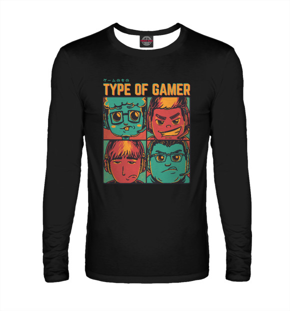 Мужской лонгслив с изображением Type of gamer цвета Белый