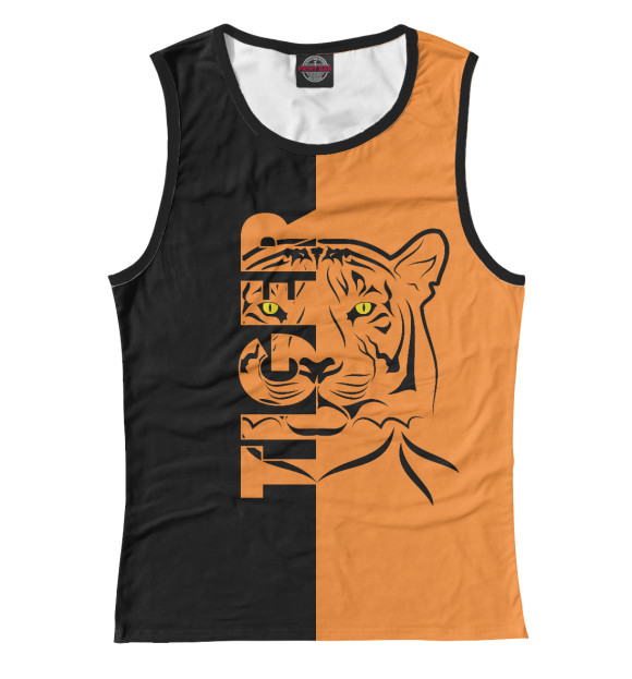 Майка для девочки с изображением Тигр цвета Белый