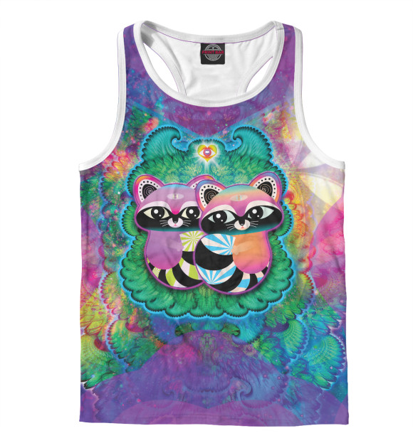 Мужская майка-борцовка с изображением Racoons Inlove цвета Белый