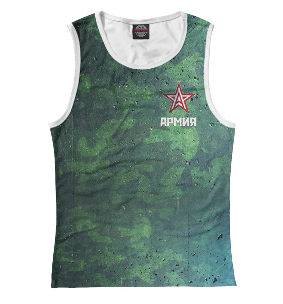 Женская майка с притом Армия цвета Белый Женская майка с изображением Армия цвета Белый