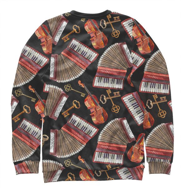 Мужской свитшот с изображением Аккордеон и скрипка цвета Белый