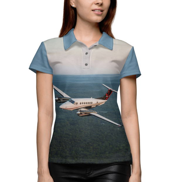 Женское поло с изображением Красивая планета с высоты цвета Белый