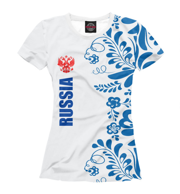 Женская футболка с изображением Russia цвета Белый