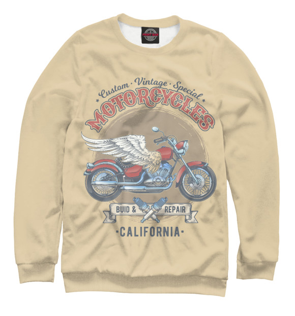 Мужской свитшот с изображением Vintage Motorcycles цвета Белый