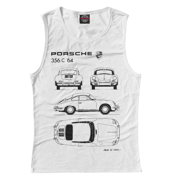 Майка для девочки с изображением Porsche 356 C '64 цвета Белый