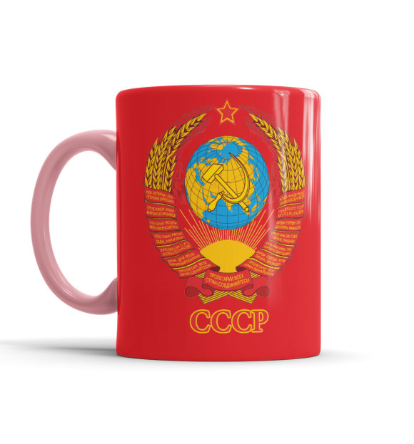 Кружка с изображением Герб СССР цвета розовый