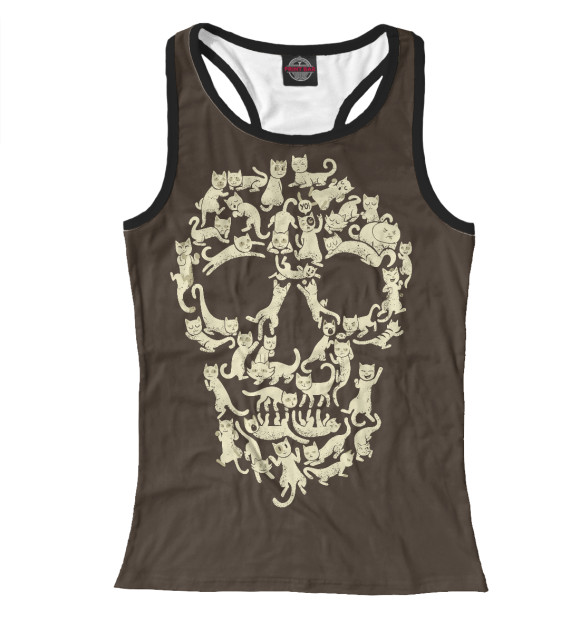 Женская майка-борцовка с изображением Catskull цвета Белый