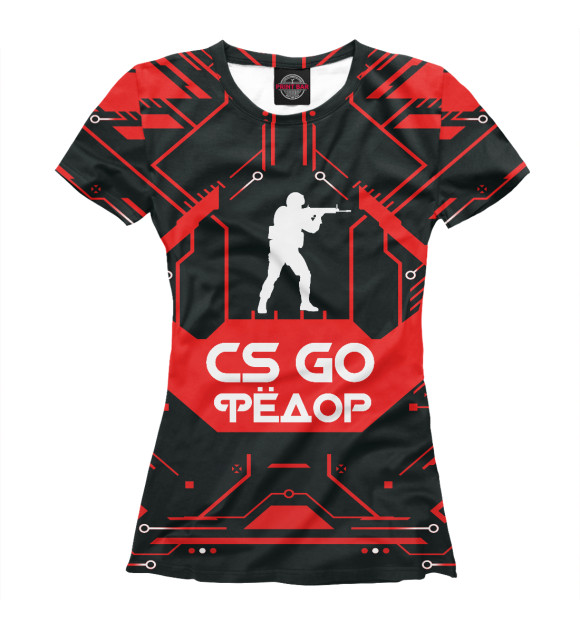 Футболка для девочек с изображением Фёдор в стиле CS GO цвета Белый