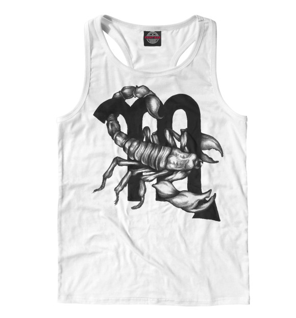 Мужская майка-борцовка с изображением Скорпион цвета Белый