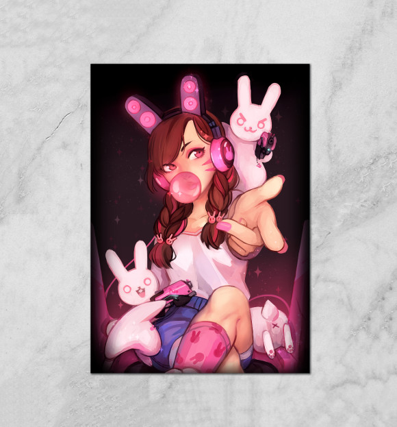 Плакат с изображением D.Va цвета Белый