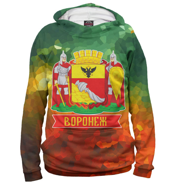 Мужское худи с изображением Воронеж цвета Белый