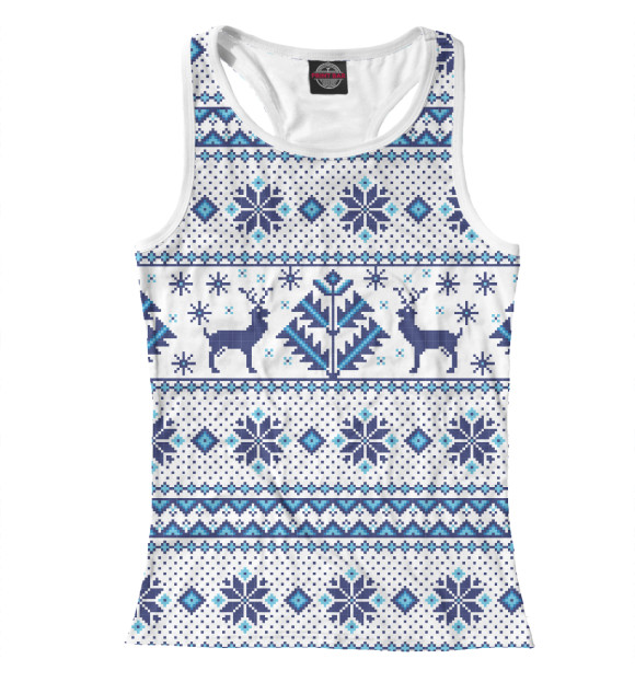 Женская майка-борцовка с изображением Свитер С Оленями цвета Белый