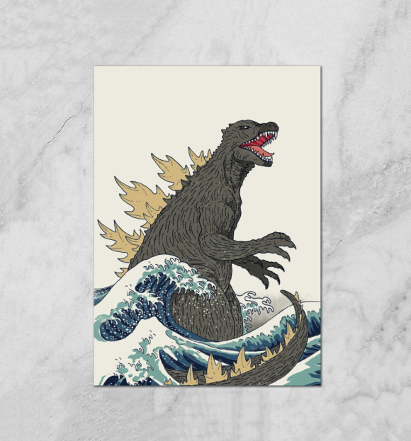 Плакат с изображением Godzilla цвета Белый