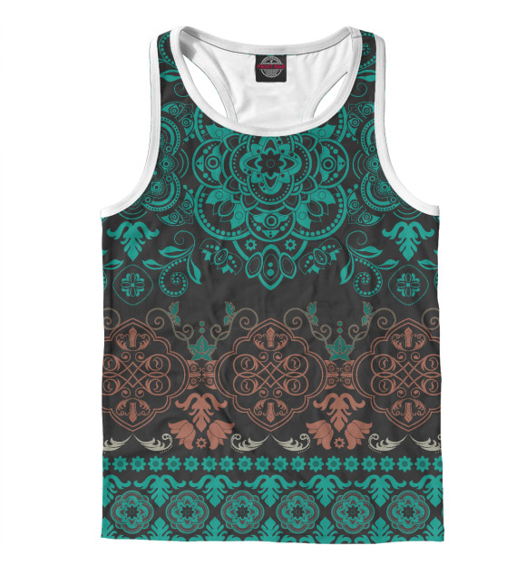 Мужская майка-борцовка с изображением Рисунки Казахстана цвета Белый