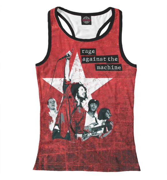 Женская майка-борцовка с притом Rage Against the Machine цвета Белый Женская майка-борцовка с изображением Rage Against the Machine цвета Белый