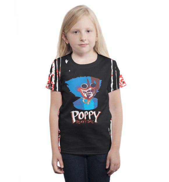 Футболка для девочек с изображением Poppy Playtime цвета Белый