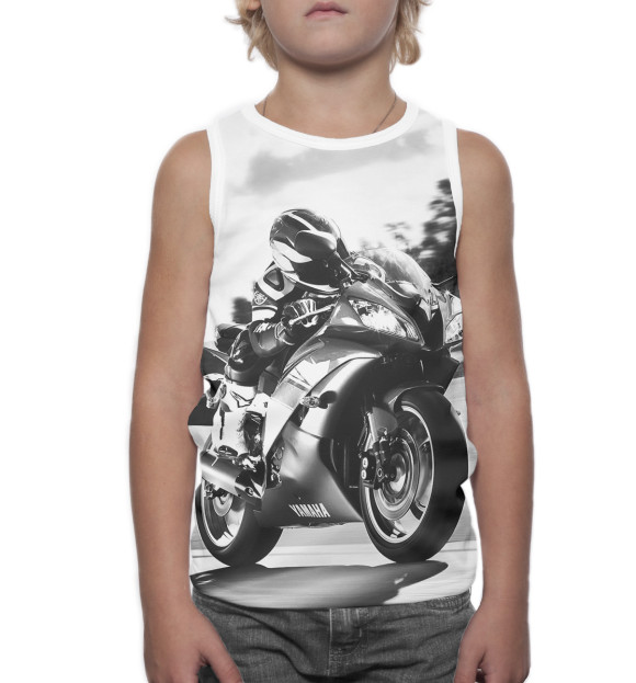 Майка для мальчика с изображением Мотоциклист цвета Белый