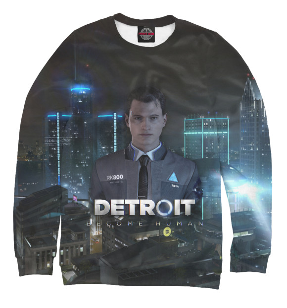 Мужской свитшот с изображением Detroit: Become Human цвета Белый