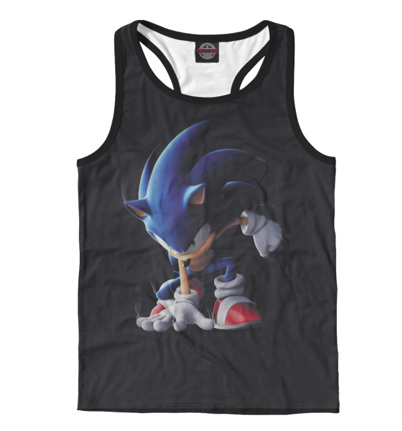 Мужская майка-борцовка с изображением Sonic цвета Белый