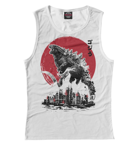 Майка для девочки с изображением Годзилла цвета Белый