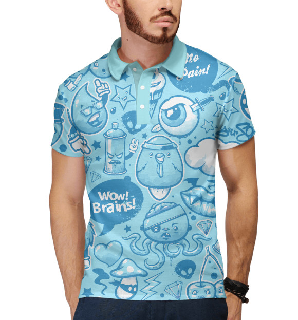 Мужское поло с изображением Арт цвета Белый