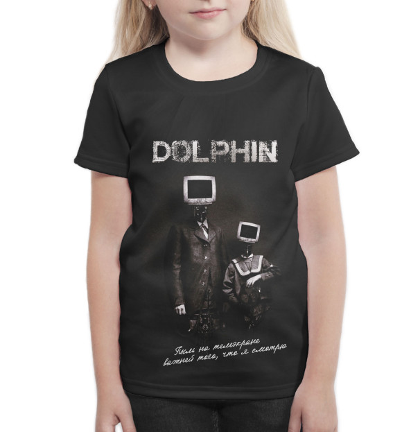 Футболка для девочек с изображением Дельфин цвета Белый