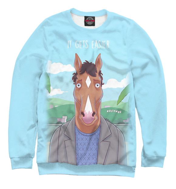 Свитшот для девочек с изображением Конь БоДжек цвета Белый