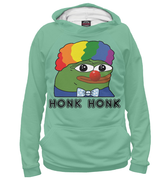 Женское худи с изображением Pepe clown green цвета Белый