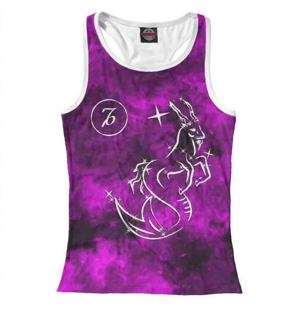 Женская майка-борцовка с изображением Козерог цвета Белый
