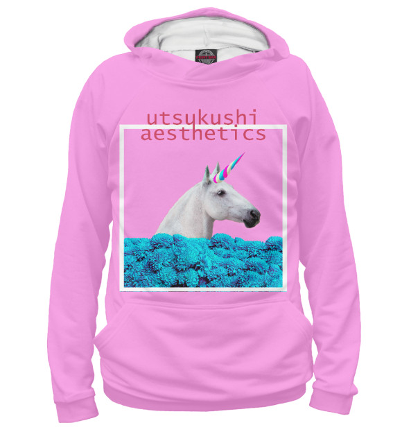 Худи для мальчика с изображением Aesthetics (Unicorn Pink) цвета Белый