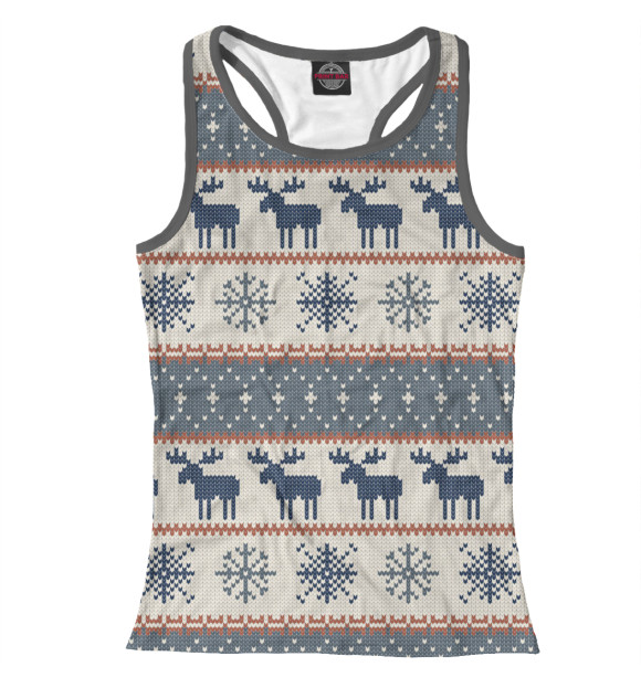 Женская майка-борцовка с изображением Новогодний орнамент цвета Белый