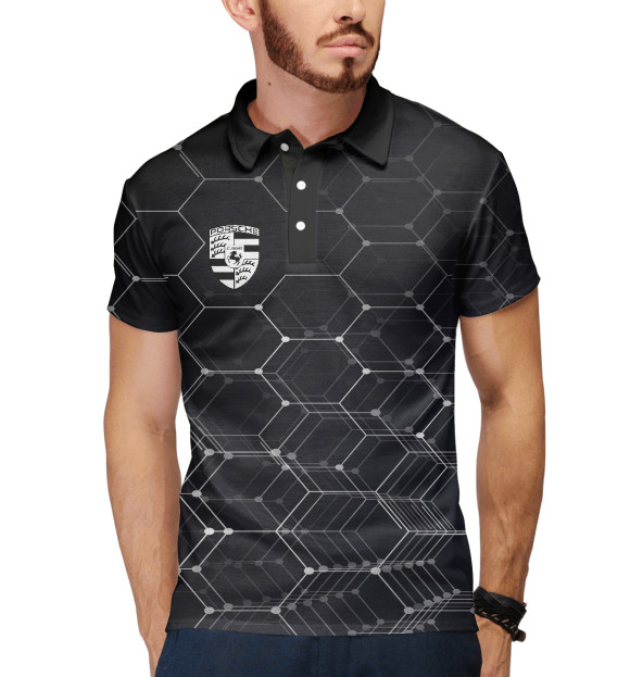 Мужское поло с изображением Porsche цвета Белый