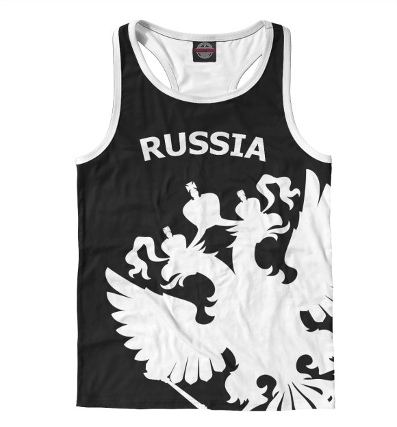 Мужская майка-борцовка с изображением Russia Black&White Collection цвета Белый
