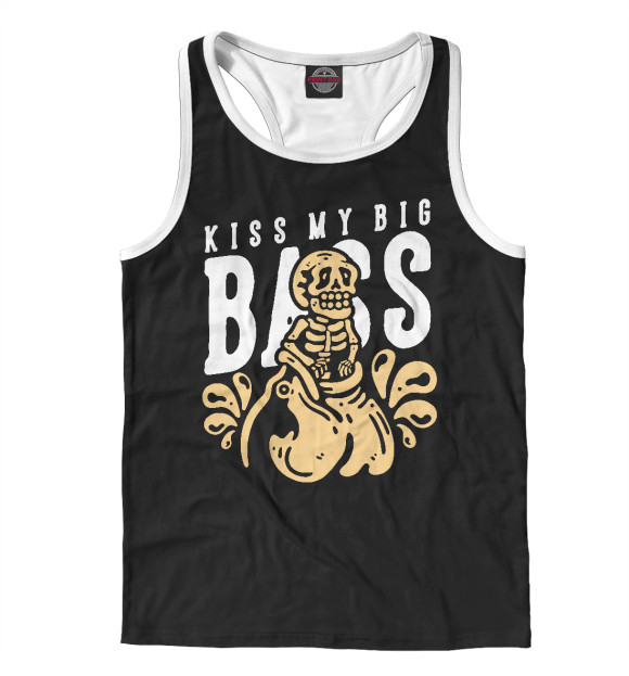 Мужская майка-борцовка с изображением Поцелуй мой большой BASS цвета Белый