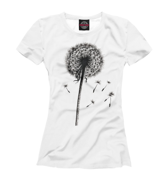 Женская футболка с изображением Одуванчик цвета Белый