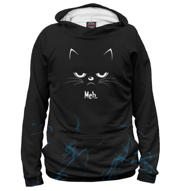 Мужское худи с изображением Sarcastic Angry Cat MEH цвета Белый