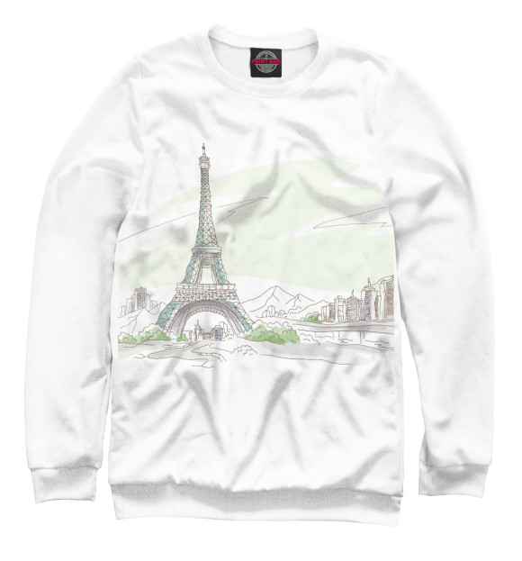 Мужской свитшот с изображением Paris цвета Белый