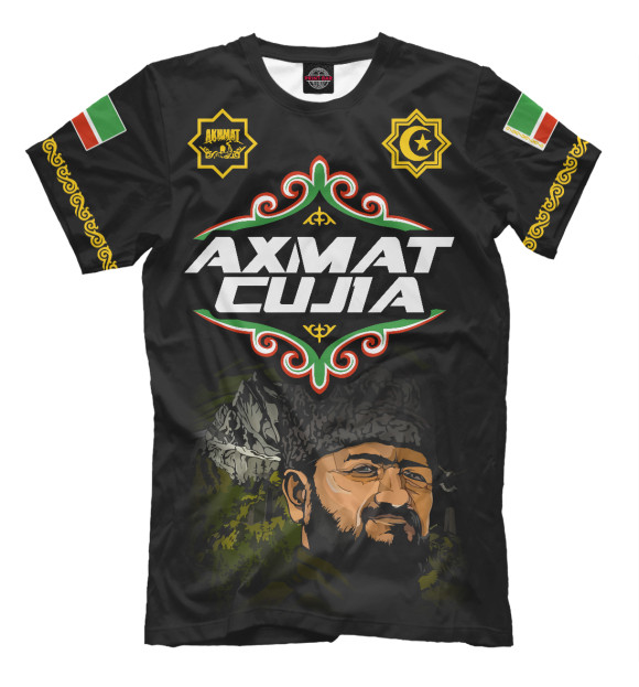 Мужская футболка с изображением Ахмат Сила цвета Черный