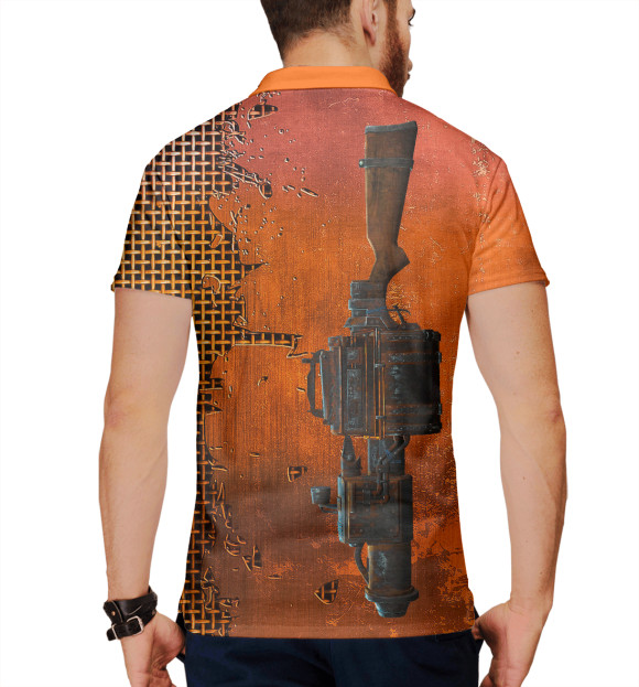 Мужское поло с изображением Rifle Fallout цвета Белый