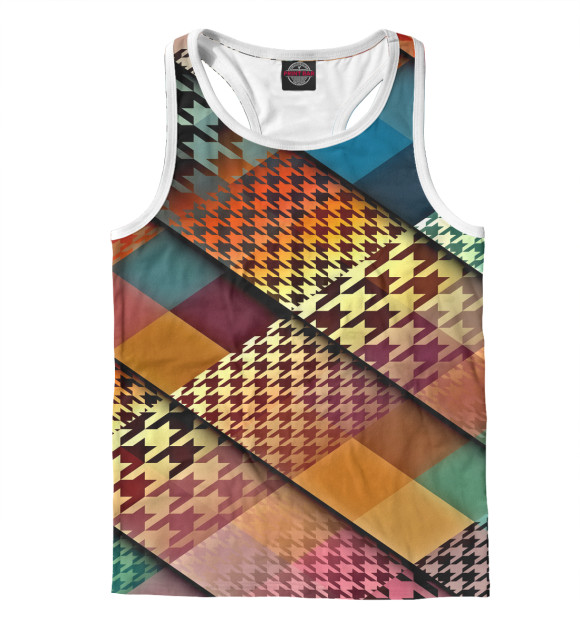 Мужская майка-борцовка с изображением Лоскутное шитье цвета Белый