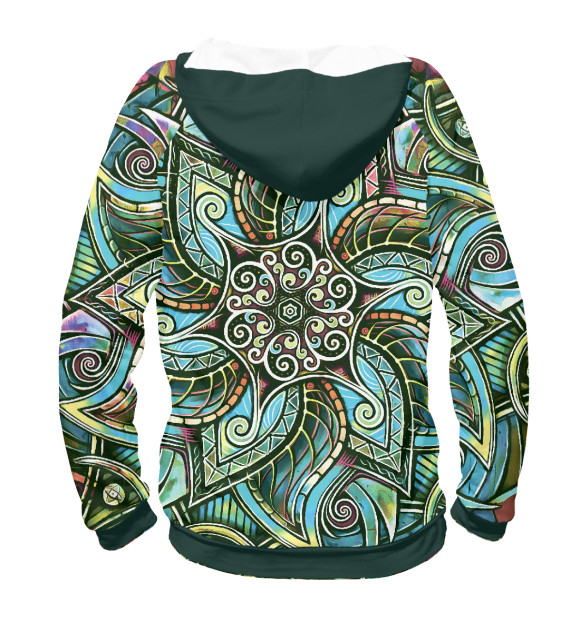 Мужское худи с изображением Мандала Защитный Спиральный Цветок цвета Белый