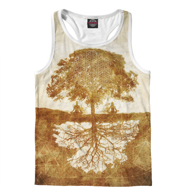 Мужская майка-борцовка с изображением Между небом и землёй цвета Белый