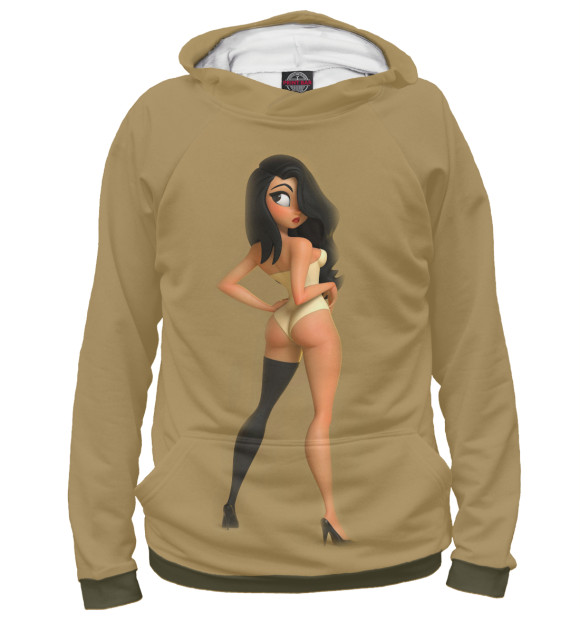 Мужское худи с изображением Pin-up girl цвета Белый