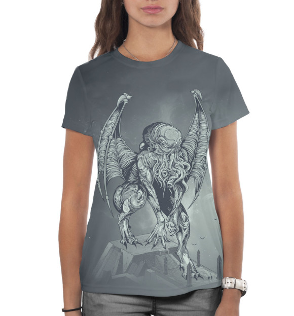 Женская футболка с изображением Ктулху цвета Белый