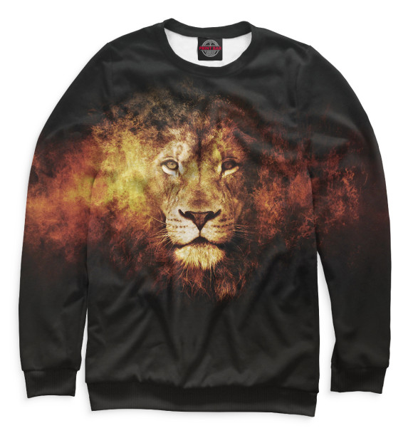 Мужской свитшот с изображением Львы цвета Белый