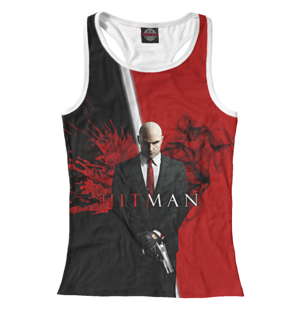 Женская майка-борцовка с притом BRW Hitman цвета Белый Женская майка-борцовка с изображением BRW Hitman цвета Белый