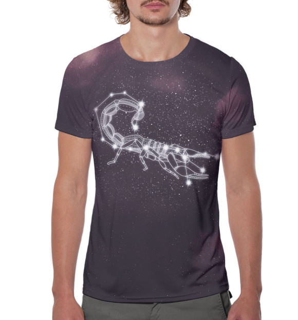 Мужская футболка с изображением Скорпион цвета Белый