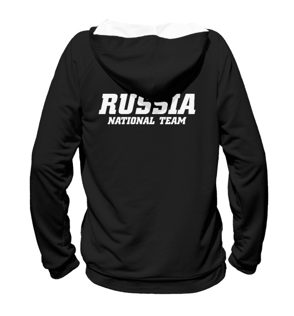 Женское худи с изображением Team RUSSIA (двусторонняя) цвета Белый